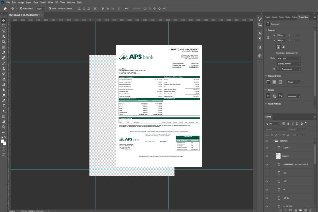 Modèle Word et PDF de relevé hypothécaire de Malte APS Bank PLC template Modèle Word et PDF de relevé hypothécaire de Malte APS Bank PLC template